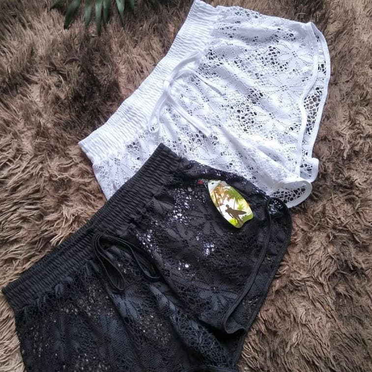 kit 2 Short Saída de Praia Shortinho Renda Verão Delicada