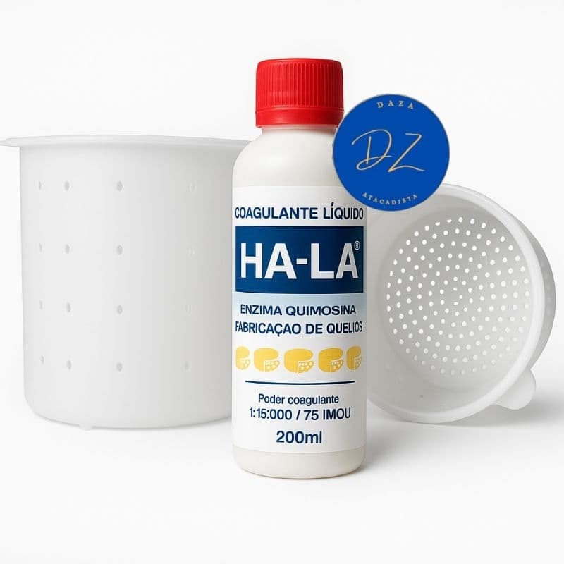 Kit Forma Para Queijo Mussarela Artesanal | 1kg + 500g + 1 Coalho Ha-la 200ml