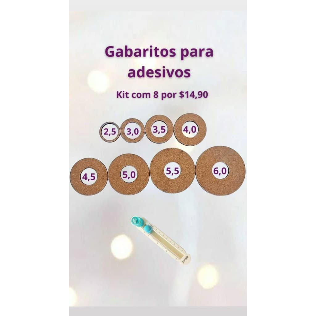 Kit 8 Gabaritos Circulares para Adesivos e Recortes - MDF (2,5cm a 6,0cm)