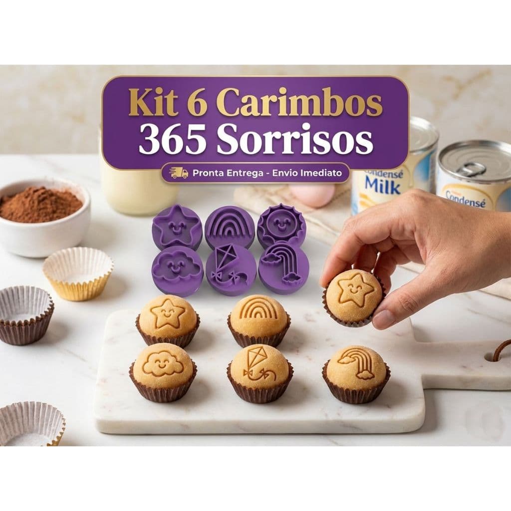 Carimbo para Brigadeiro e Doces - 365 Sorrisos - Kit com 6 unidades