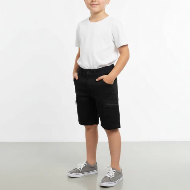 Bermuda Infantil Menino Preta Algodão Estilo Skatista Casual Confortável