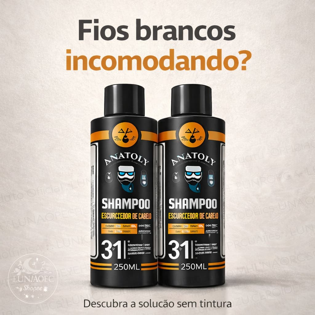 Shampoo Escurecedor de Cabelo Antiqueda | Reduz Fios Brancos e Grisalhos | Uso Contínuo