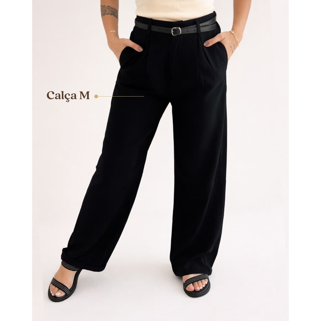 Calça Feminina de Alfaiataria Reta Premium | Cintura Alta | Bolsos Laterais | Viscose | Casual Elegante