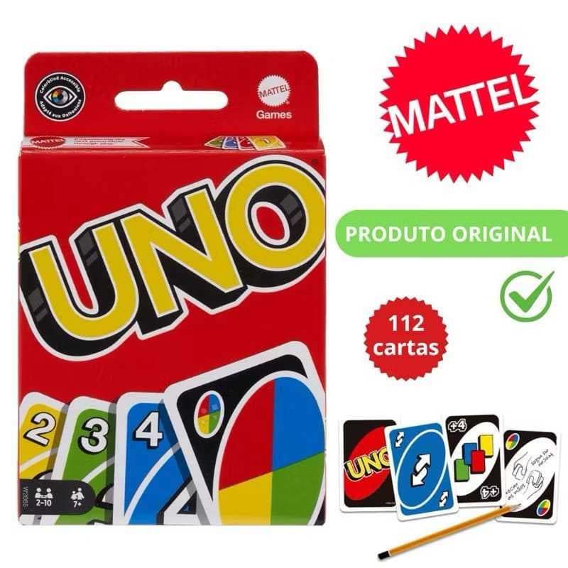 Jogo de Cartas UNO Original Mattel 112 Cartas Baralho Clássico Família Diversão