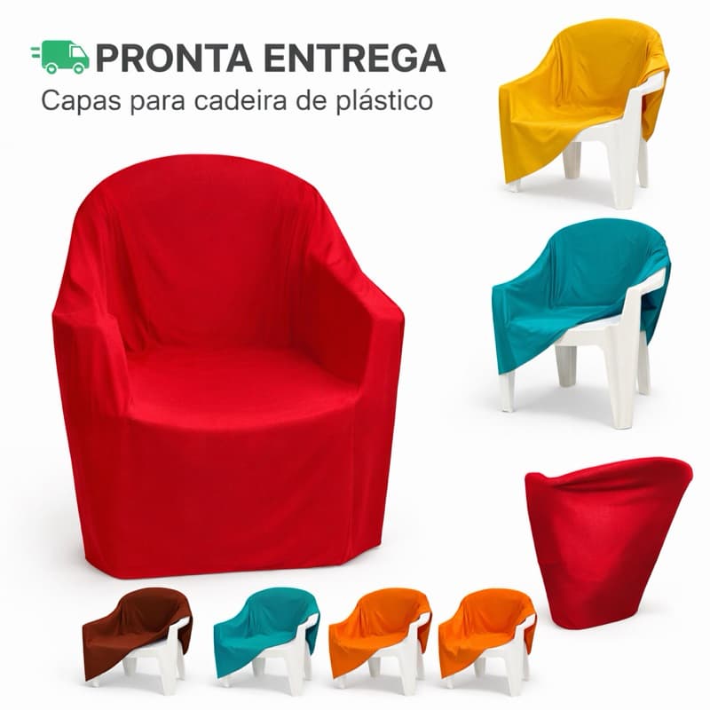 Capa para Cadeira de Plástico Tipo Poltrona – Malha Gel | Ajuste Perfeito