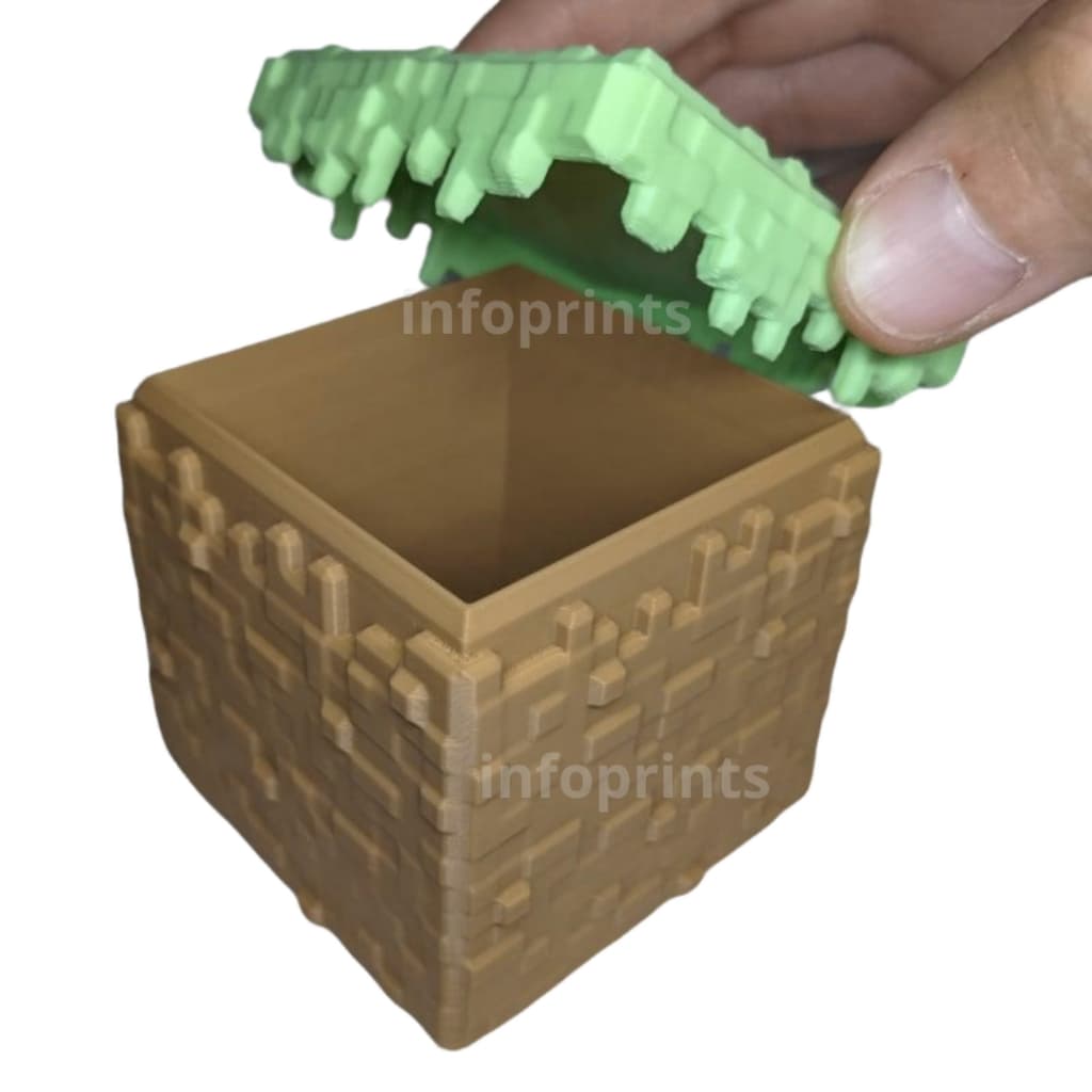 Cubo Organizador Minecraft - Bloco de Grama
