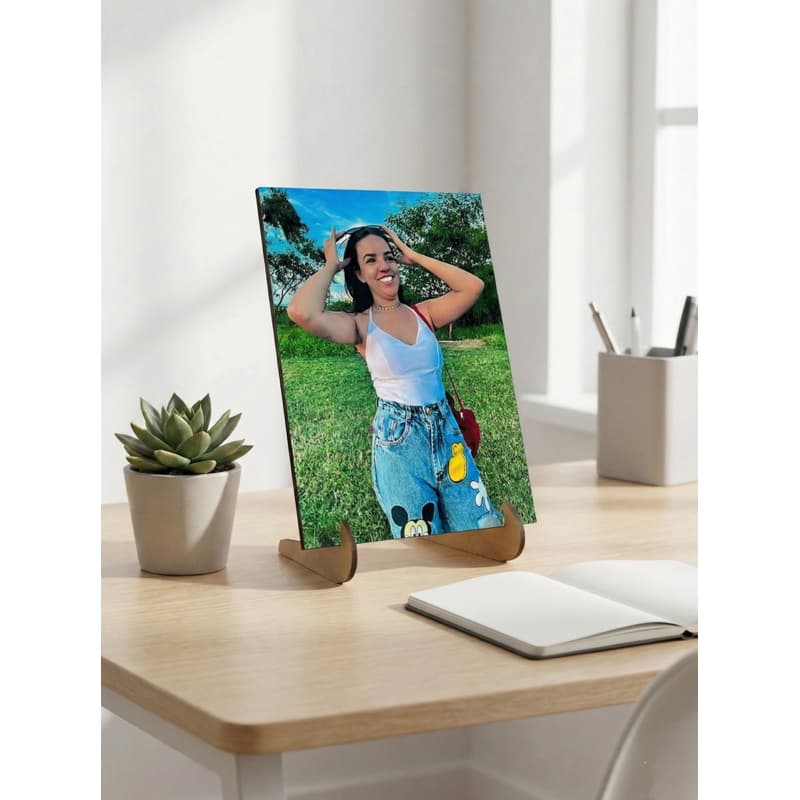 Quadro Personalizado MDF 13x18 Com Foto e Suporte - Presente Namorados / Casamento / Família