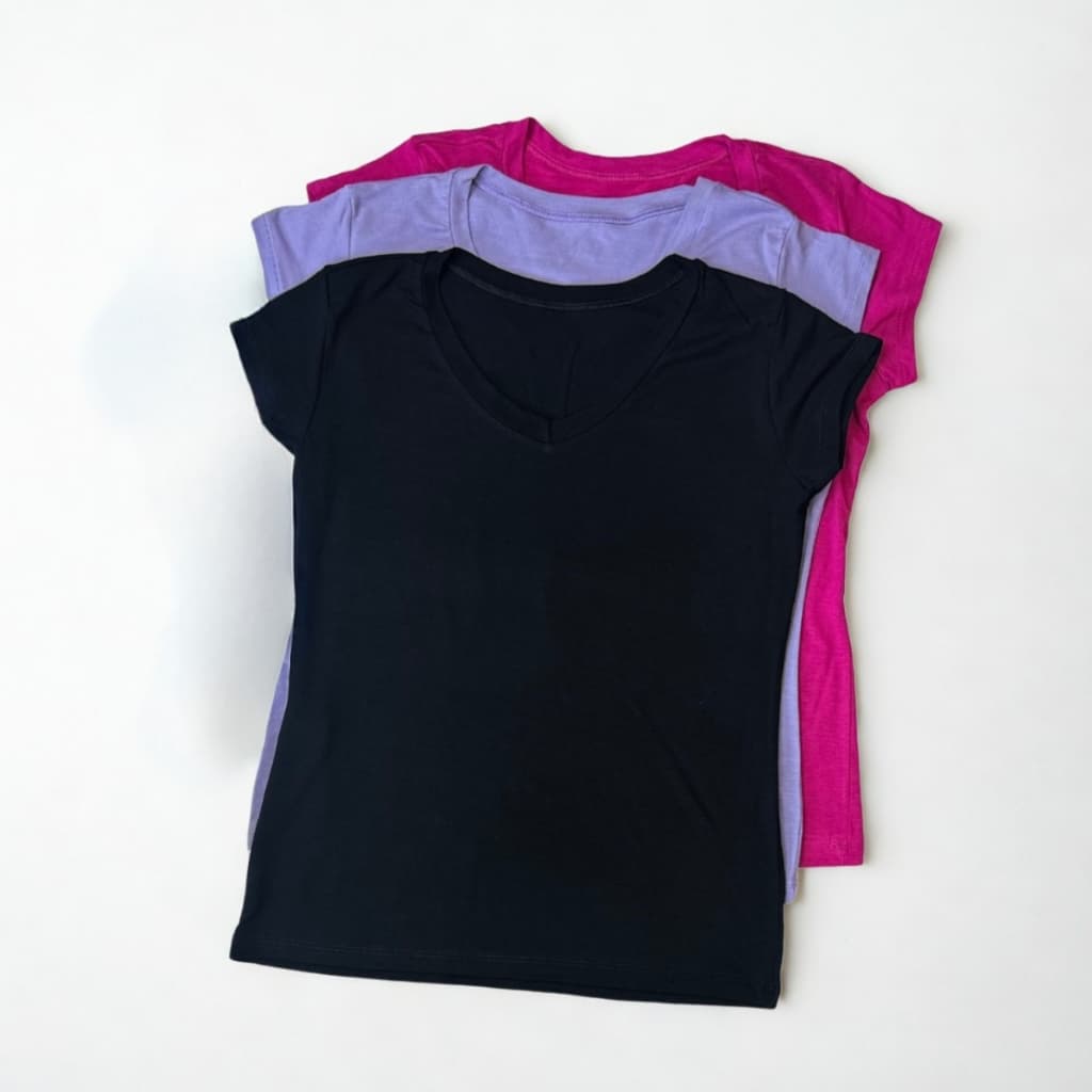 Kit 3 ou 2 Blusa Manga Curta Feminina Baby Look Casual P ao G1 Plus Size Viscolycra