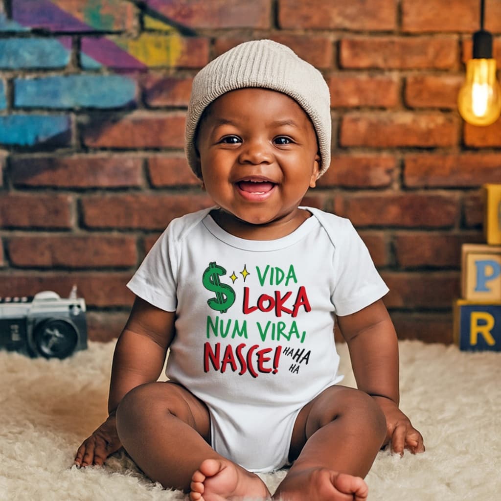 Body Bebê Algodão Estampa Divertida Frase Bebê Vida Louca