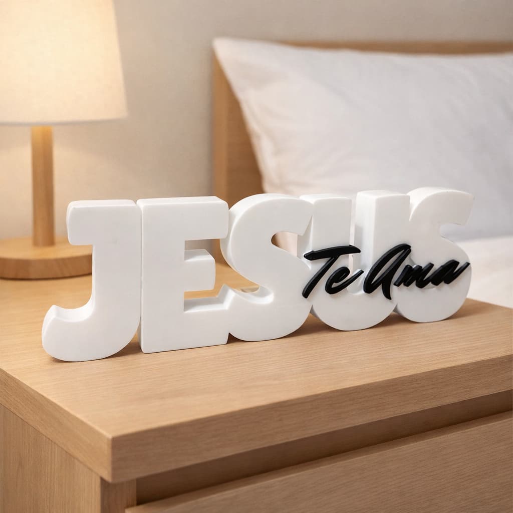 Enfeite Decorativo Jesus Te Ama Preto e Branco Decoração Cristã Moderna para Quarto
