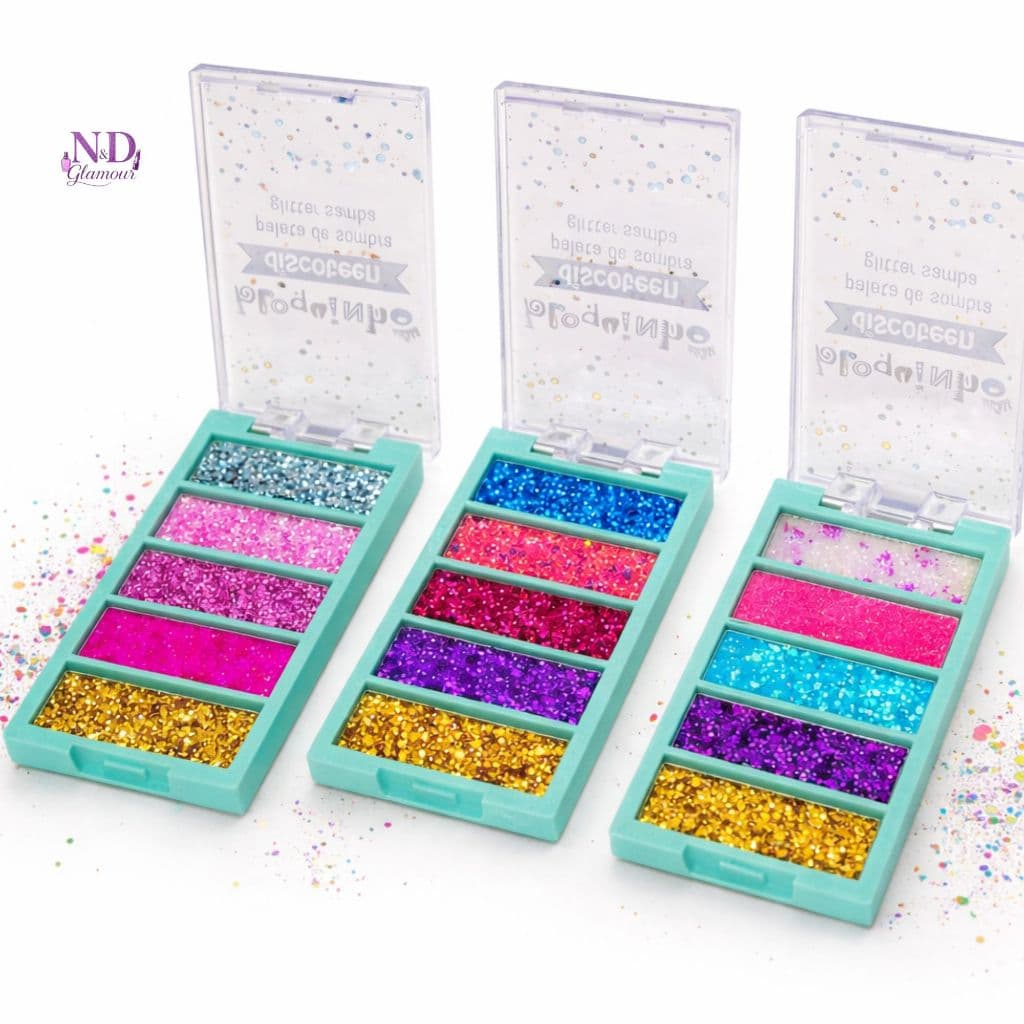 Paleta de sombra Glitter  5 Cores – Glitter  Ultra Brilhante para Olhos Festas