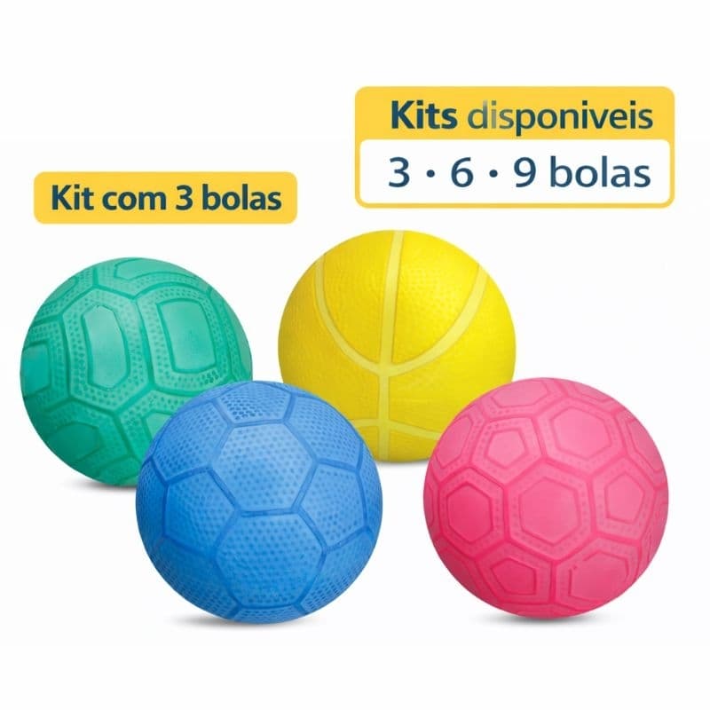 Kit 3 Bolas Pequenas Infantil Vinil n3  Diversão Cores Variadas