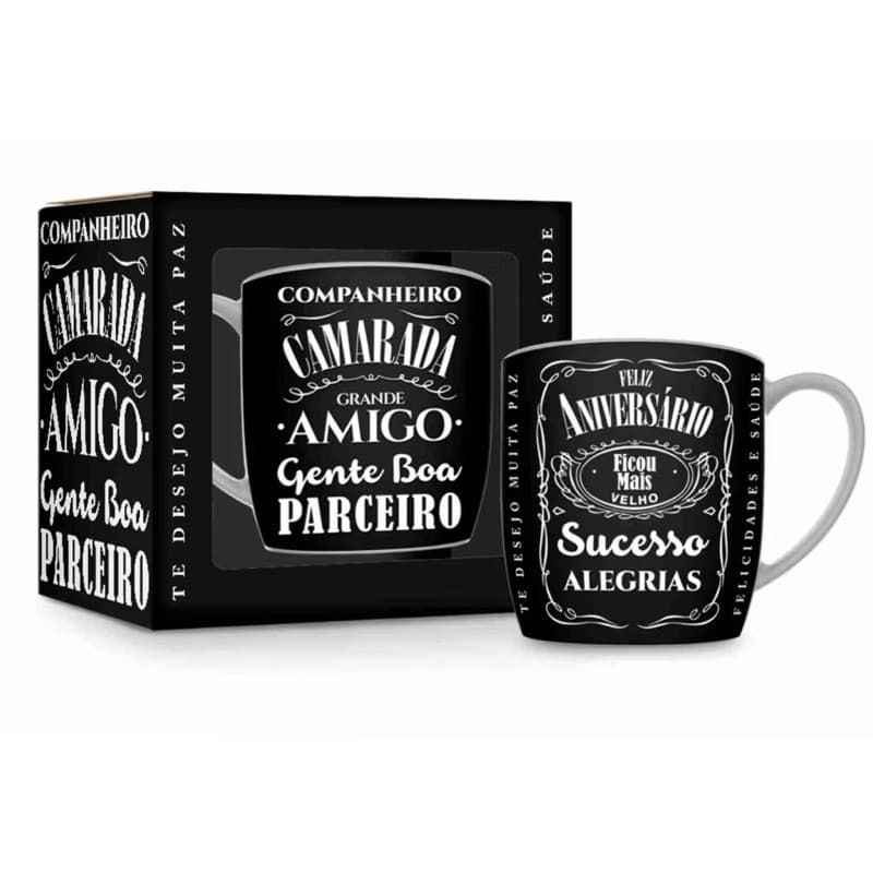 Caneca Porcelana Urban 300ml – Presente Feliz Aniversário Amigo | Brasfoot