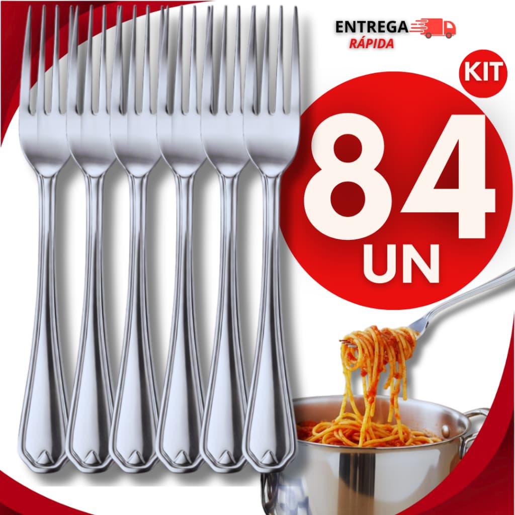 Jogo 84 Garfos De Inox Resistente Talheres De Mesa Para Mesa Cozinha Refeições Churrasco Bares e Restaurantes Utilidades