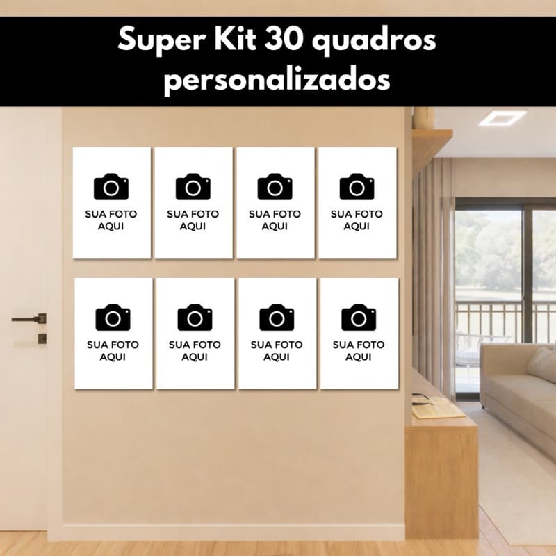 Quadros personalizados com sua fotos super kit 30 peças para decoração casa sala tamanho 10x15