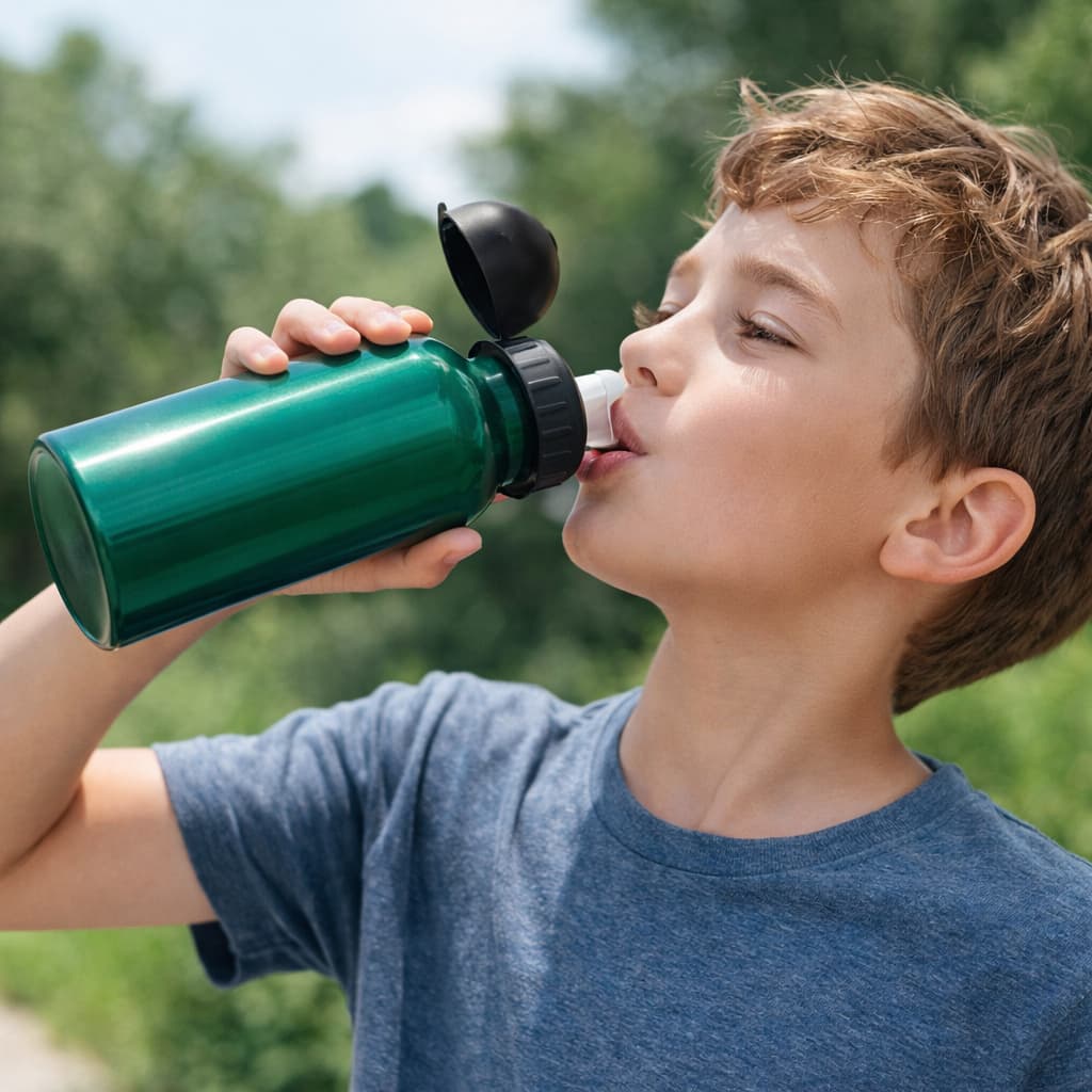 Garrafa aluminio térmica infantil com tampa flip top 500ml escolar