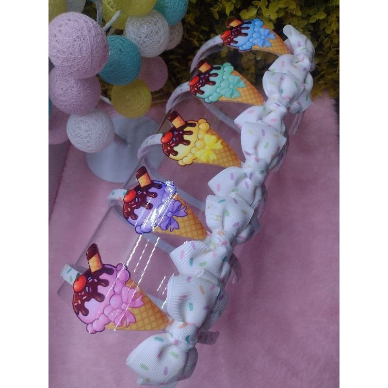 Arco tiara sorvete tema doceria e diversão com lindo laço 🧁