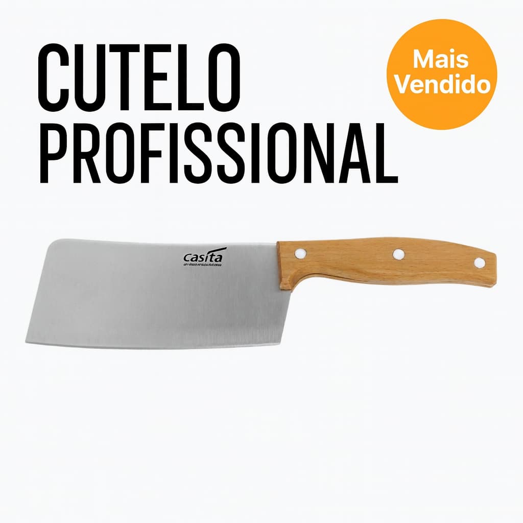 Cutelo Profissional 6 com Cabo de Madeira - FAca de Churrasco com Alta Resistência