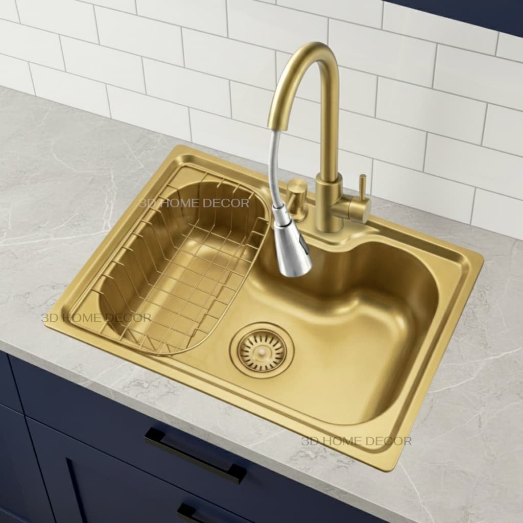 Cuba Cozinha Dourada Torneira Monocomando Dourado Aço INOX 201 Metal Dourado Cuba Dourada Metal