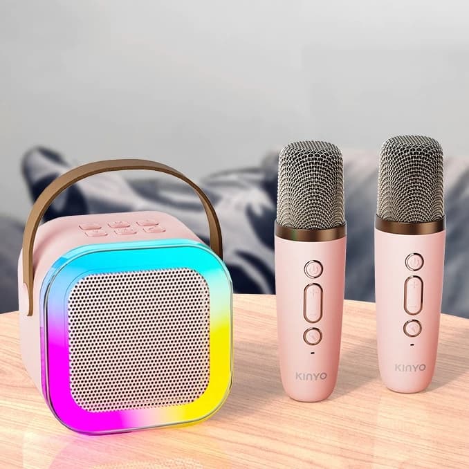 Caixa De Som C/ Microfones Alto-falante Bluetooth Karaoke com Microfone Luz ambiente RGB