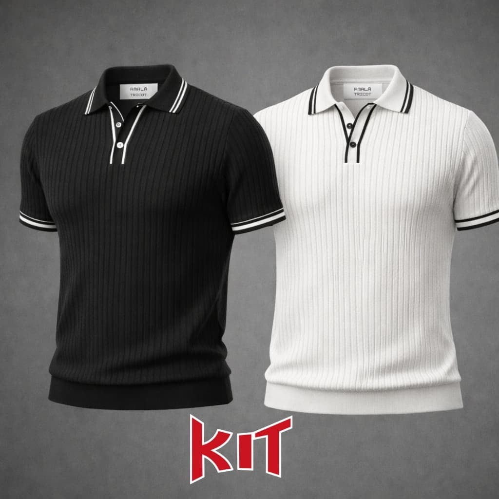 Camisa Polo Masculina Kit 2 Blusa Casual Estilo Moderno Tricot de Alta Qualidade