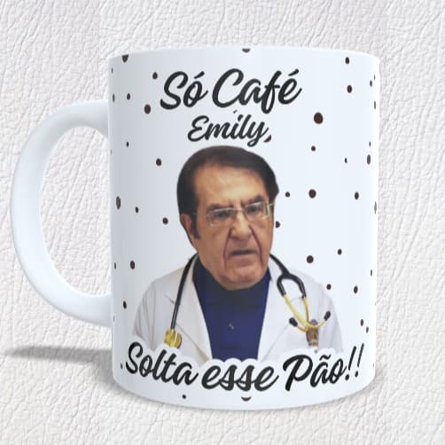 Caneca Só o café solta esse pão meme dieta COM SEU nome
