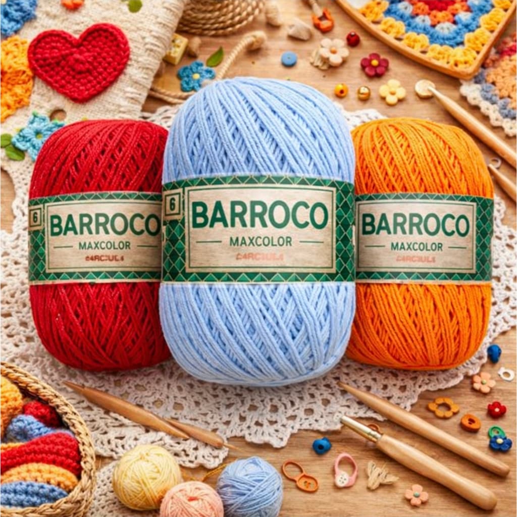 Barroco Maxcolor Fio 6 – 400g | 100% Algodão Premium Círculo | Para Tapetes, Souplats e Artesanato 🧶