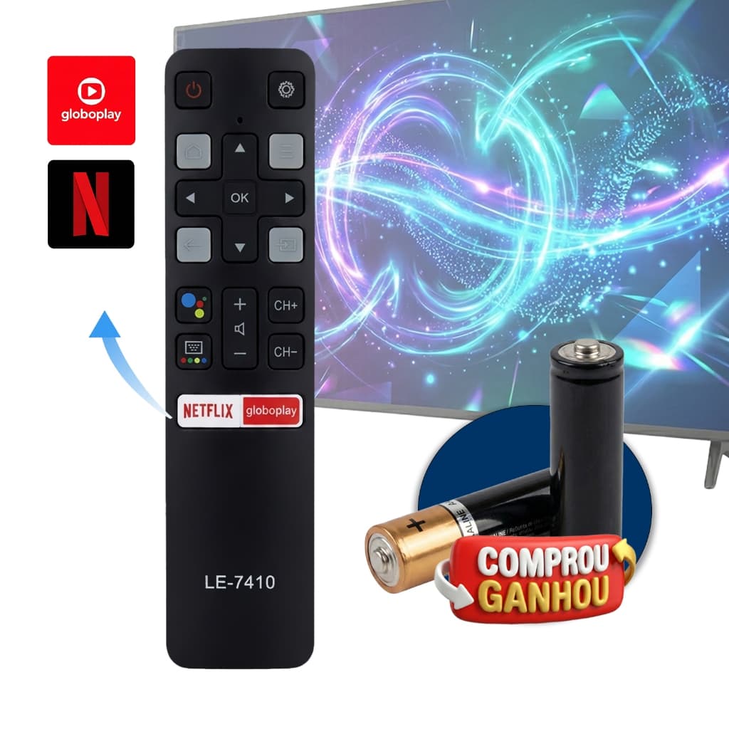 Controle Remoto Compatível Tv Tcl 4k Smart Android Teclas 32s6500s 40s6500fs 43s6500fs  Netflix E Globoplay