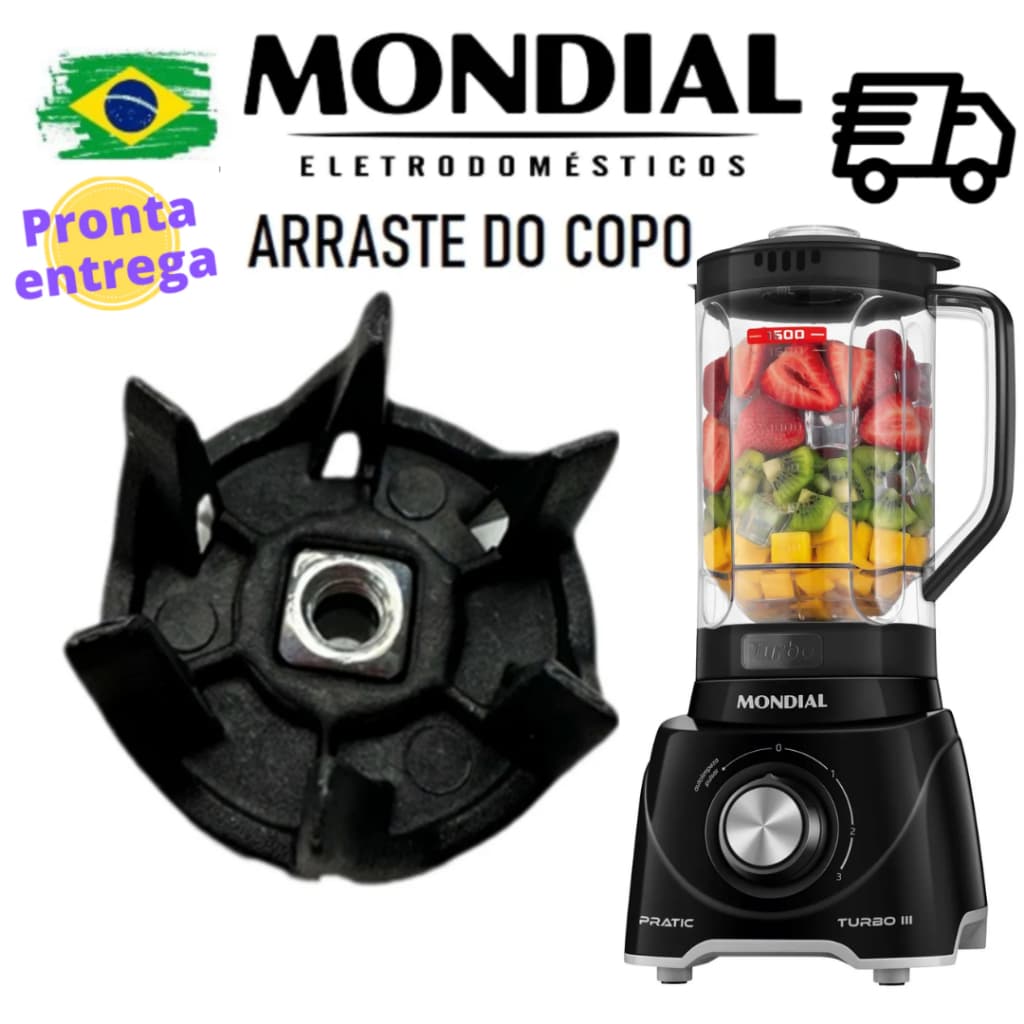 Arraste do copo do Liquidificador Mondial Pratic Turbo III Mondial 550W L 93 BG (Com a porca) L 93 BG