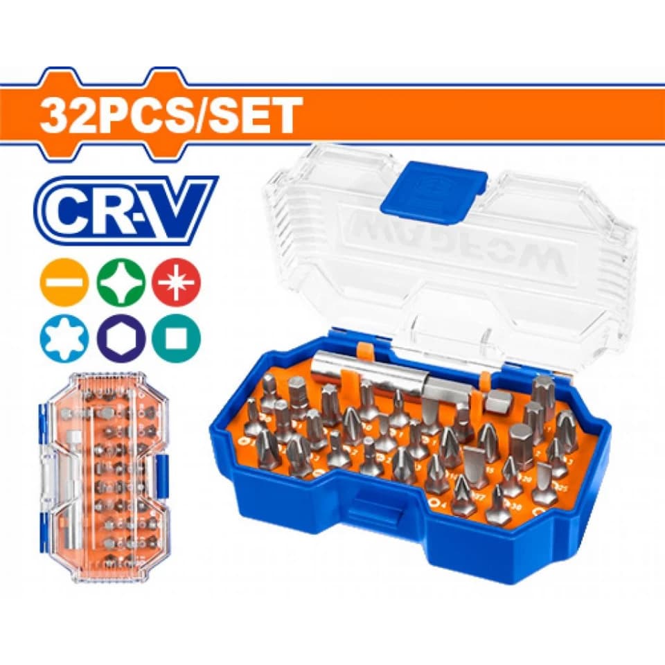 JOGO DE PONTA BITS 32 (Peças) MAGNÉTICO - (Adaptador)  1/4" x 65 mm  - WADFOW