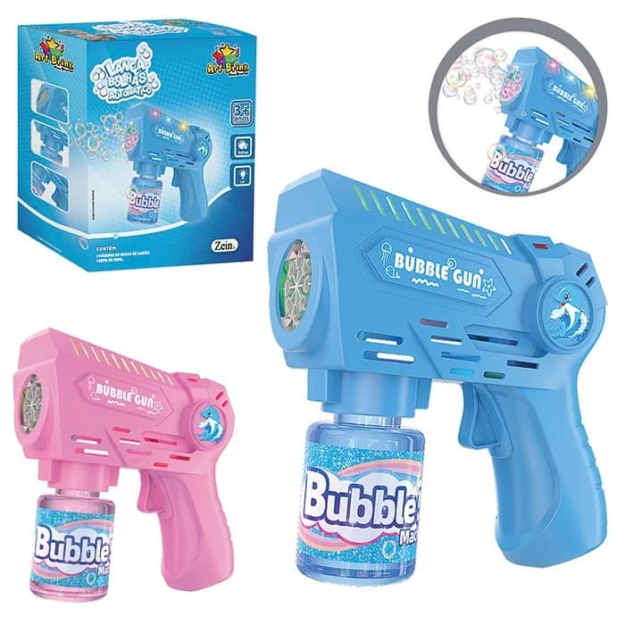 Lança Bolhas de Sabão Infantil Automático com LED Brinquedo Criança
