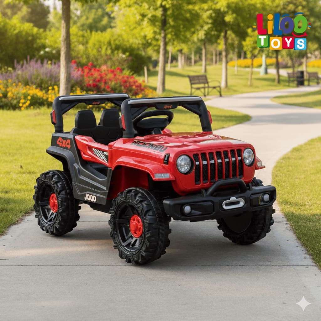 Carro Elétrico De Passeio Infantil Jipe Vermelho 12V com Carregador Bivolt e Controle Remoto Zippy
