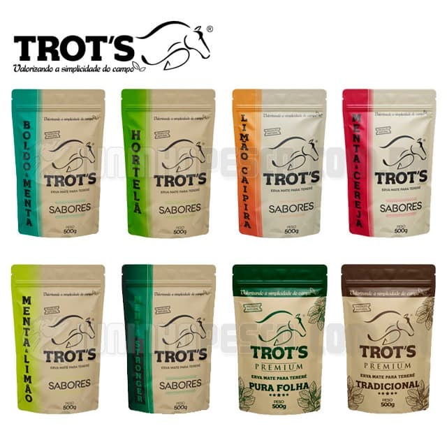 Kit Erva Mate Tereré Trot's Sabores Variados (500g) - Escolha o Sabor - Menta Limão Boldo Cereja Tradicional Pura Folha