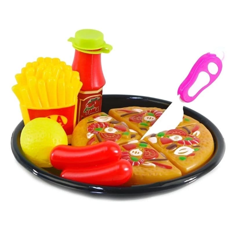 Brinquedo Comidinha Pizza Velcro Crec Crec De Cortar Brincando de Cozinhar Brinquedo Dia Das Crianças Menina Presente