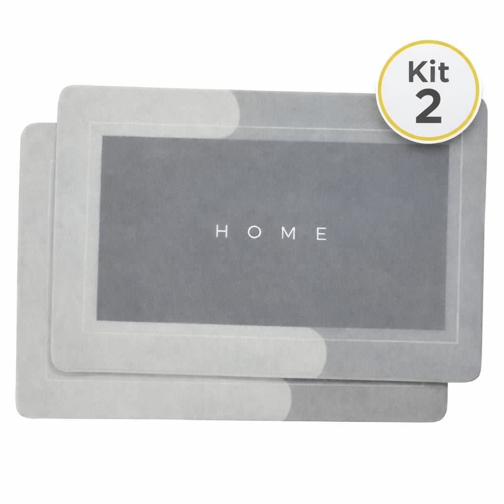 Kit 2 Tapete Mágico Ultra Absorvente P Banheiro Antiaderente Liso Antiderrapante Secagem Rápida