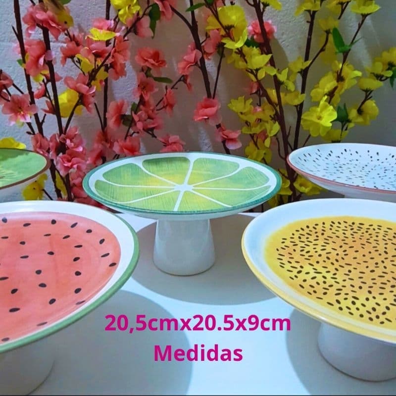 Boleira Pequena Prato Boleira em Cerâmica para Festas Eventos Buffet Mesa Posta Chá Revelação Casa Decoração