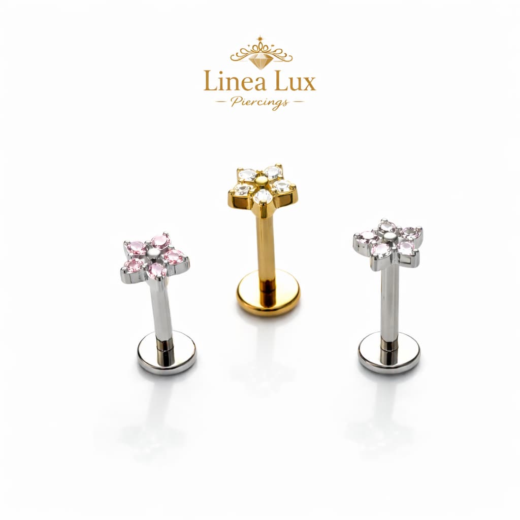 Piercing Labret Titânio F136 8mm Antialérgico Luxo Estrela Pedra Brilhante Zirconia Premium