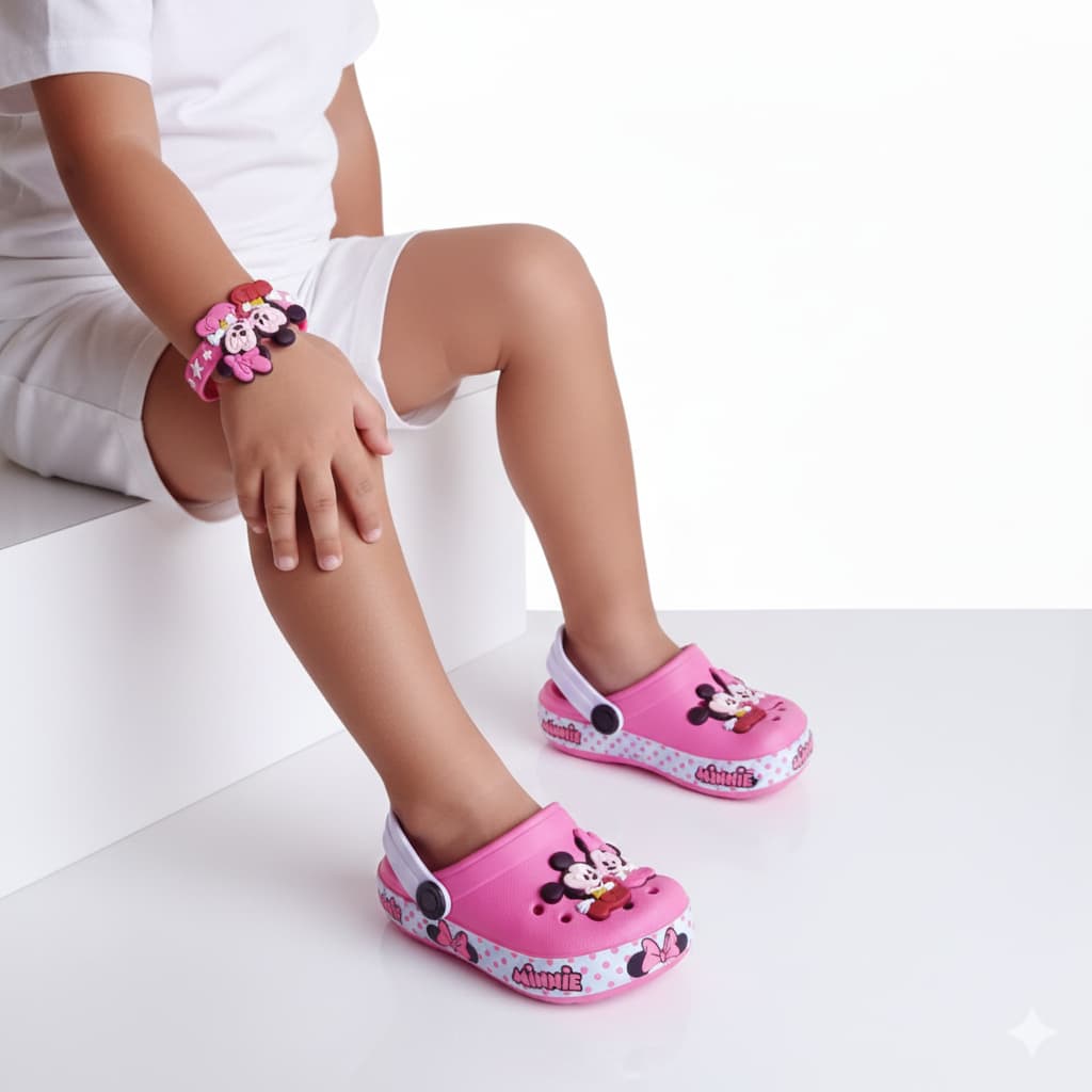 Babuche Infantil  Mine chinela menina calçado fechado Minnie sandalia menina feminino babuche