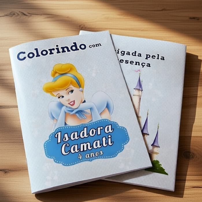 Kit Livrinhos de Colorir Personalizados • Cinderela • Lembrancinha Festa Infantil