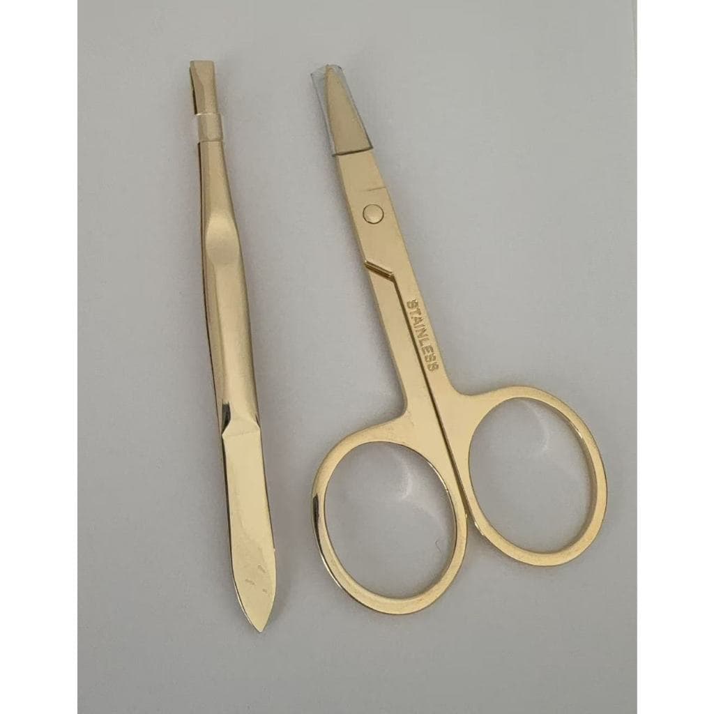 KIT tesoura pequena + pinça para sobrancelhas - ferramentas de maquiagem e produtos de beleza