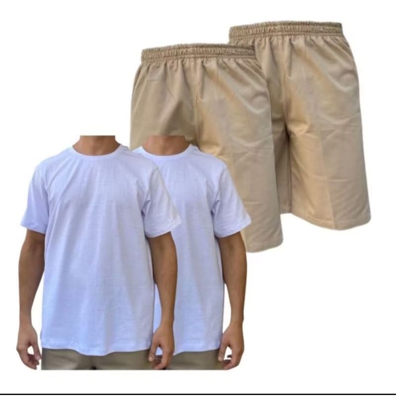 Kit Masculino 4 Peças CDP Cadeia – 2 Camisetas Algodão + 2 Bermudas Brim