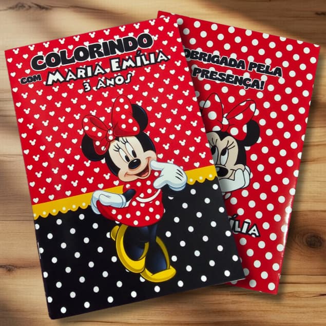 Livrinhos de Colorir Personalizada Minnie Vermelha • Lembrancinha Infantil • Festa de Aniversário