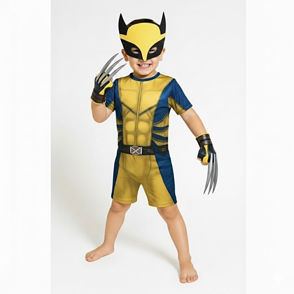 Fantasia Infantil Menino Wolverine Com Garra E Mascará Herói Presente Carnaval