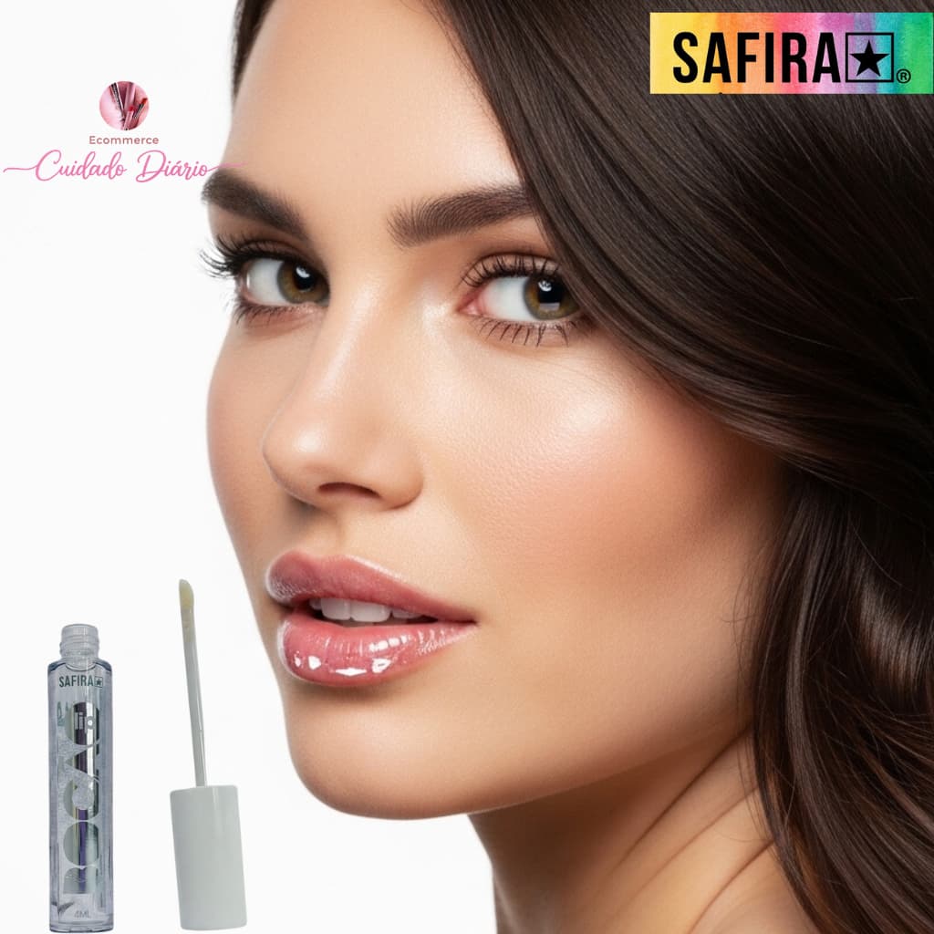 Gloss Labial incolor Safira Cosméticos Efeito Volume e Brilho l boca natural dia a dia ou noite
