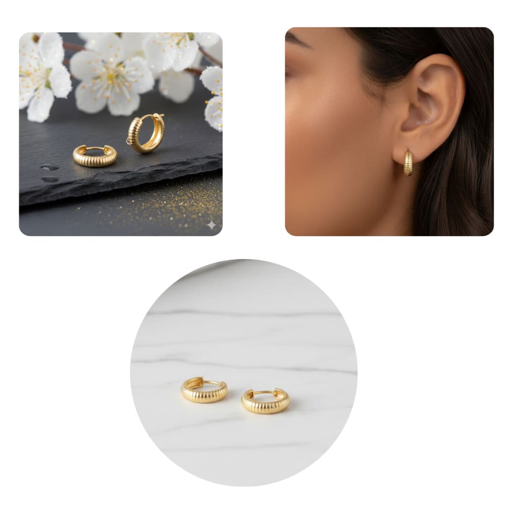 Brinco Argola Dourada Texturizada – Design Clássico e Elegante banhado a ouro 18k