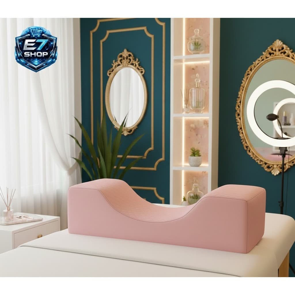 Almofada Lash Pillow Preta Travesseiro para Pescoço e Extensão de Cílios Rosa bebe