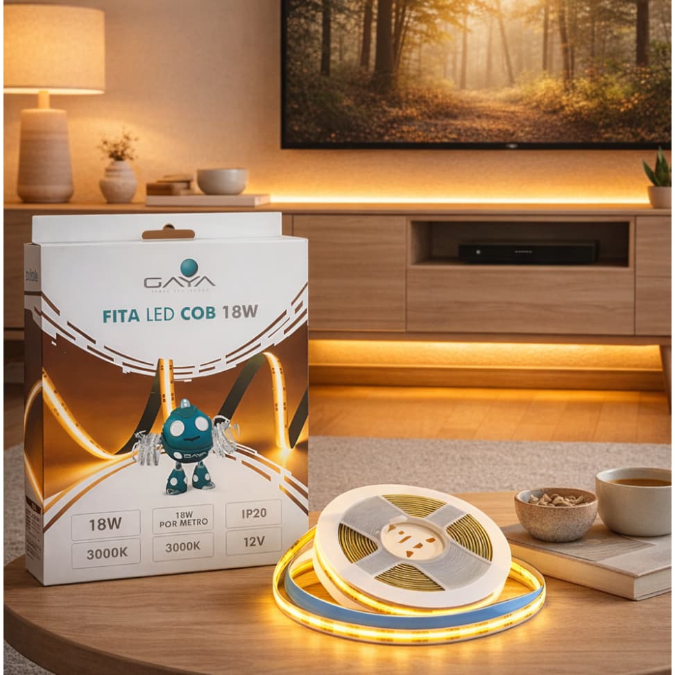 FITA LED COB GAYA 18W/m 1800Lm PROFISSIONAL 12V 2700K/3000K/4000K/6000K IP20 ROLO 5M