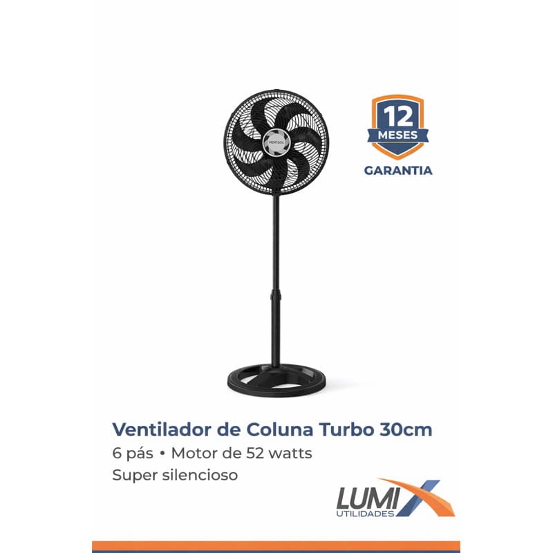ventilador coluna 6 hélice turbo ventisol  30cm