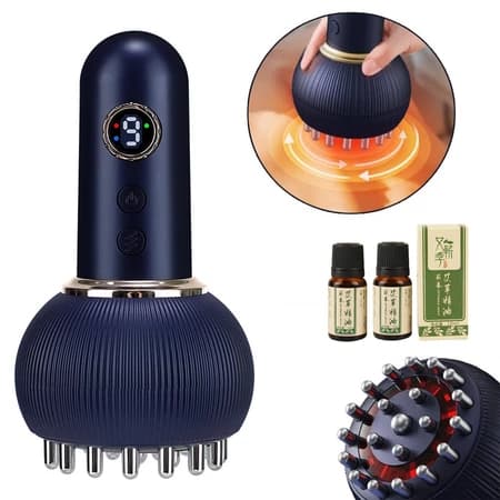 Massageador Elétrico 9 Níveis Vibração Aquecimento Luz Vermelha Recarregável USB
