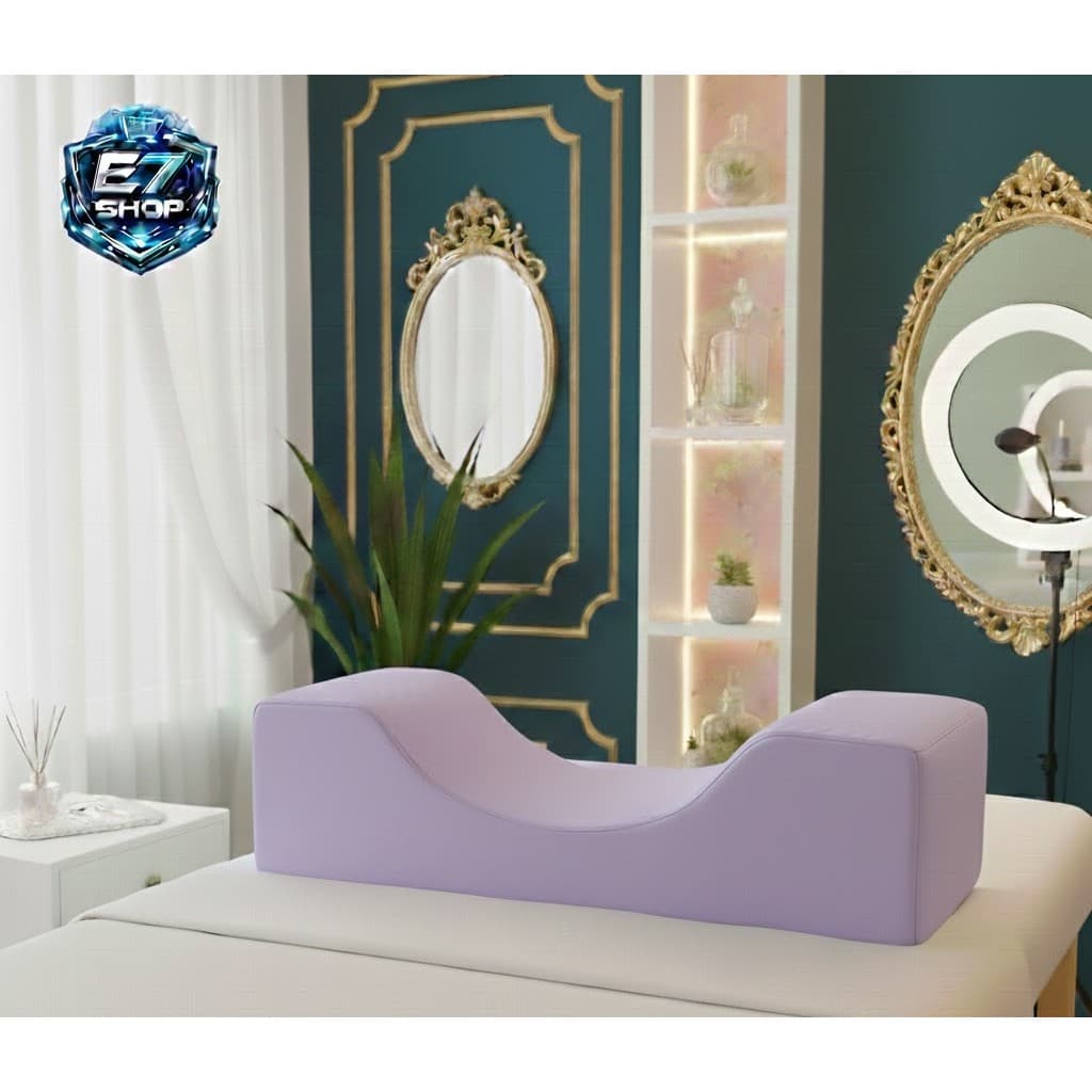 Almofada Lash Pillow Preta Travesseiro para Pescoço e Extensão de Cílios Lilás